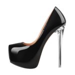 Plateau Pumps mit Pfennigabsatz Kristallabsatz High heels Lack