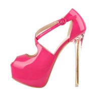 Plateau Pumps Stilettos High Heels Kreuzriemchen Kristallabsatz Peep Toe - Image 2