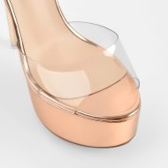 Plateau Sandalen Knöchelriemchen mit Pfennigabsatz Stilettos high Heels Damenschuhe Transparent - Image 4
