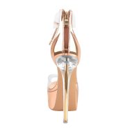 Plateau Sandalen Knöchelriemchen mit Pfennigabsatz Stilettos high Heels Damenschuhe Transparent - Image 5