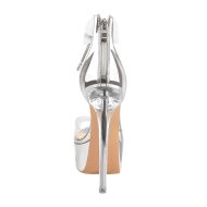 Plateau Sandalen Knöchelriemchen mit Pfennigabsatz Stilettos high Heels Damenschuhe Transparent - Image 7
