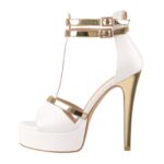 Plateau Pumps Peep Toed Riemchenpumps mit Knöchelschnallen