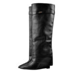 Langschaft Stiefel Foldover Boots Spitze Zehen