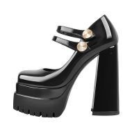 Plateau Mary Janes mit Blockabsatz Riemchenpumps Quadratischer Zehenpartie