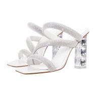 Strass Riemchen Sandalen zum Hineinschlüpfen mit klobigem Absatz - Image 2