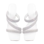 Strass Riemchen Sandalen zum Hineinschlüpfen mit klobigem Absatz - Image 3