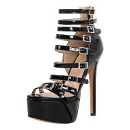 Plateau Riemchensandalen Stilettos Schnallen Reißverschluss Abendschuhe