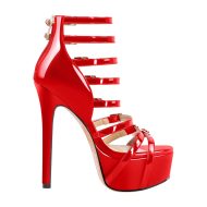 Plateau Riemchensandalen Stilettos Schnallen Reißverschluss Abendschuhe - Image 12