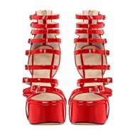 Plateau Riemchensandalen Stilettos Schnallen Reißverschluss Abendschuhe - Image 11