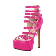 Plateau Riemchensandalen Stilettos Schnallen Reißverschluss Abendschuhe - Image 14
