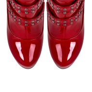 Plateau Overknee Langschaft Stiefel mit Stilettos High Heels Lack Rot - Image 5