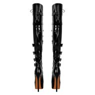 Plateau Overknee Langschaft Stiefel mit Stilettos High Heels Lack Rot - Image 9