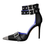 Pumps Riemchenpumps mit Pfennigabsatz Stilettos Knöchel Schnallen High Heels