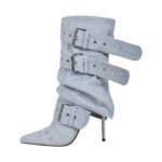 Plateau Stiefeletten verzierte Schnallen Nieten