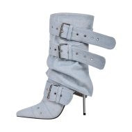 Plateau Stiefeletten verzierte Schnallen Nieten