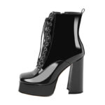 Schnür Stiefeletten mit klobigem Absatz und Plateausohle