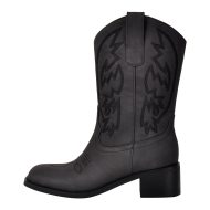 Cowboy Boots Bestickte Westernstiefel mit Blockabsatz Halbstiefel Schwarz - Image 2