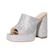 Plateau Pantoletten mit Blockabsatz verzierte Schmucksteinen Slip On Pumps - Image 2