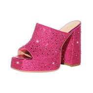 Plateau Pantoletten mit Blockabsatz verzierte Schmucksteinen Slip On Pumps - Image 6