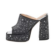 Plateau Pantoletten mit Blockabsatz verzierte Schmucksteinen Slip On Pumps - Image 9