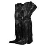 Westernstiefel verzierte Quasten Nieten Overknee Cowboy Boots Fransen