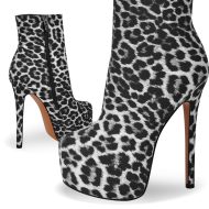 Plateau Stiefeletten Leopardenmuster Stilettos Halbstiefel - Image 2