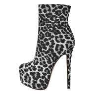 Plateau Stiefeletten Leopardenmuster Stilettos Halbstiefel
