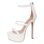 Plateau Riemchensandalen mit Pfennigabsatz Stilettos für Hochzeit Partys Tanzen - Image 7
