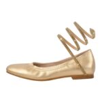 Flache Pumps Ballet Geschlossene Ballerinas Glänzende Knöchelriemchen