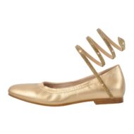 Flache Pumps Ballet Geschlossene Ballerinas Glänzende Knöchelriemchen