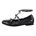Flache Pumps Gothische Schuhe Mary Janes verzierte Strass Fliege