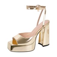 Offene Zehen Sandalen Slingbacks verzierte Schnallen Blockabsatz - Image 2
