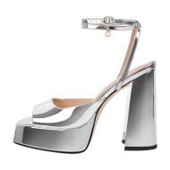 Offene Zehen Sandalen Slingbacks verzierte Schnallen Blockabsatz - Image 6