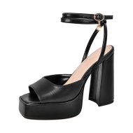 Offene Zehen Sandalen Slingbacks verzierte Schnallen Blockabsatz - Image 11