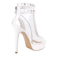 Peep Toe Transparente Stiefeletten Reißverschluss Schnallen Weiß - Image 3