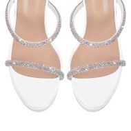 Plateau Riemchensandalen mit Strass Riemchen Schnallen Pfennigabsatz Stilettos High Heels - Image 8