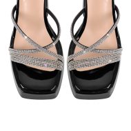 Plateau Sandalen mit Blockabsatz Slingbacks Strass Kreuzriemchen - Image 4