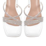 Plateau Sandalen mit Blockabsatz Slingbacks Strass Kreuzriemchen - Image 8
