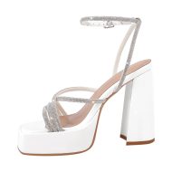 Plateau Sandalen mit Blockabsatz Slingbacks Strass Kreuzriemchen - Image 6