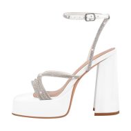 Plateau Sandalen mit Blockabsatz Slingbacks Strass Kreuzriemchen - Image 5