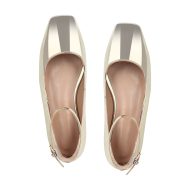 Flache Pumps Mary Janes Lack Bequeme Ballerinas Knöchelschnallen Gold Silber - Image 8