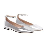 Flache Pumps Mary Janes Lack Bequeme Ballerinas Knöchelschnallen Gold Silber - Image 5