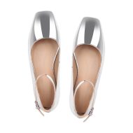 Flache Pumps Mary Janes Lack Bequeme Ballerinas Knöchelschnallen Gold Silber - Image 3