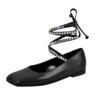 Flache Pumps mit Knöchelriemchen verzierte Schmucksteinen Ballerinas - Image 2