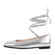 Flache Pumps mit Knöchelriemchen verzierte Schmucksteinen Ballerinas - Image 11