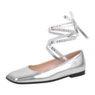 Flache Pumps mit Knöchelriemchen verzierte Schmucksteinen Ballerinas - Image 12