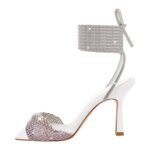 Sandalen mit Knöchelriemchen Farbverlauf Glitzer High Heels Abendschuhe