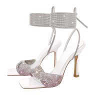 Sandalen mit Knöchelriemchen Farbverlauf Glitzer High Heels Abendschuhe - Image 3