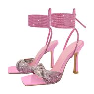 Sandalen mit Knöchelriemchen Farbverlauf Glitzer High Heels Abendschuhe - Image 7