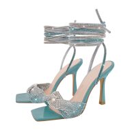 Sandalen mit Knöchelriemchen Farbverlauf Glitzer High Heels Abendschuhe - Image 10